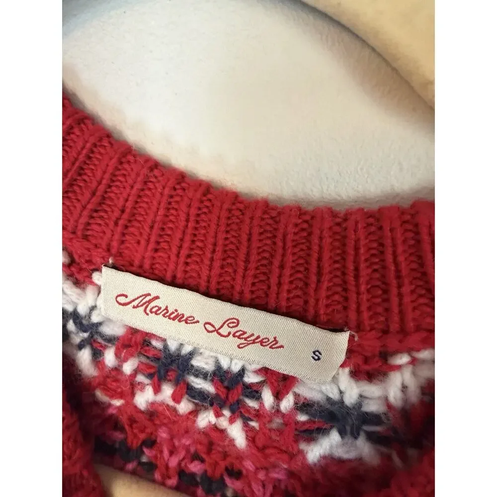 Marine Layer Fiorella Fair Isle Crewneck Sweater Merino Wool S NEW $178 - Picture 6 of 10